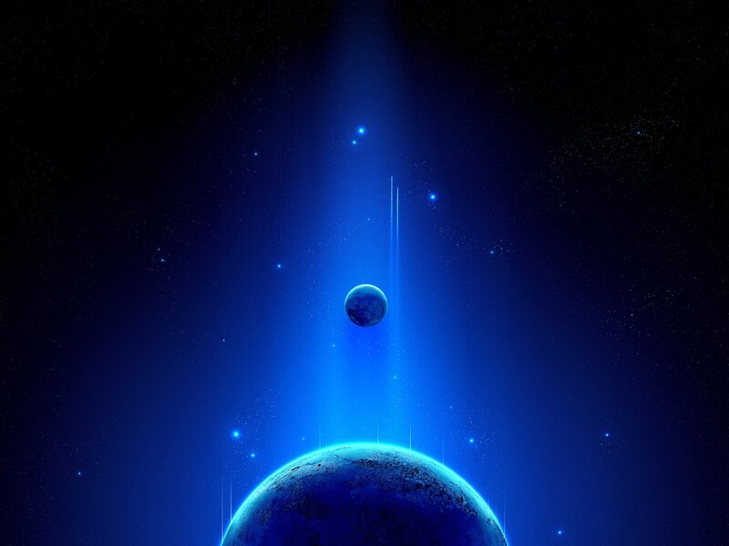 Planets in Space — Light Beams