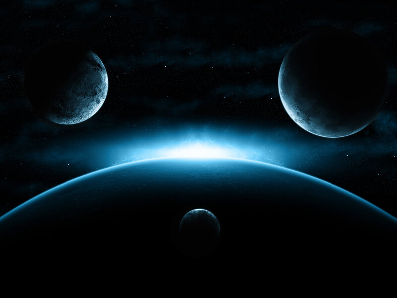 Planets in Space — Moons, Black