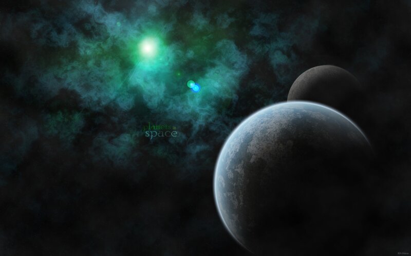 Planets in space nebula