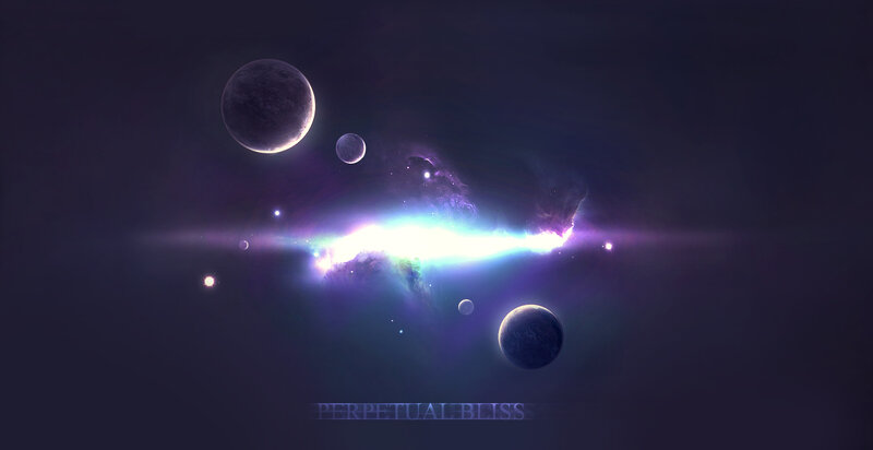 Planets in Space Nebula — Purple