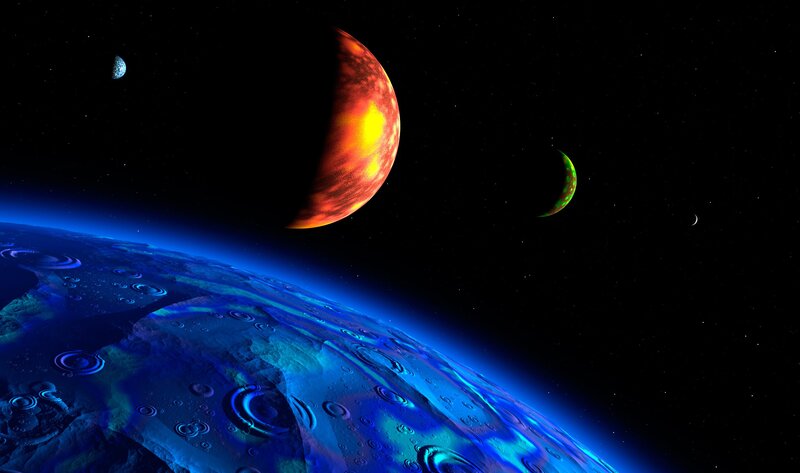 Planets in Space — Night, Moons