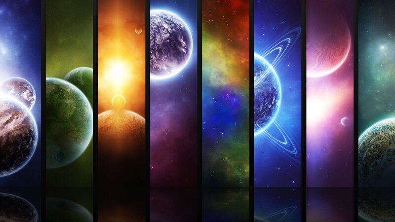Planets in Space — Purple, Blue
