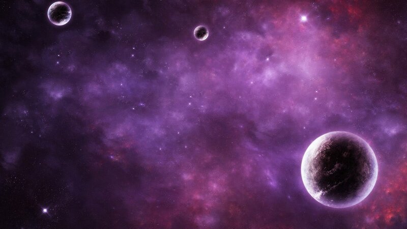 Planets in Space — Purple, Cosmic, Digital Art, Stars, Nebula
