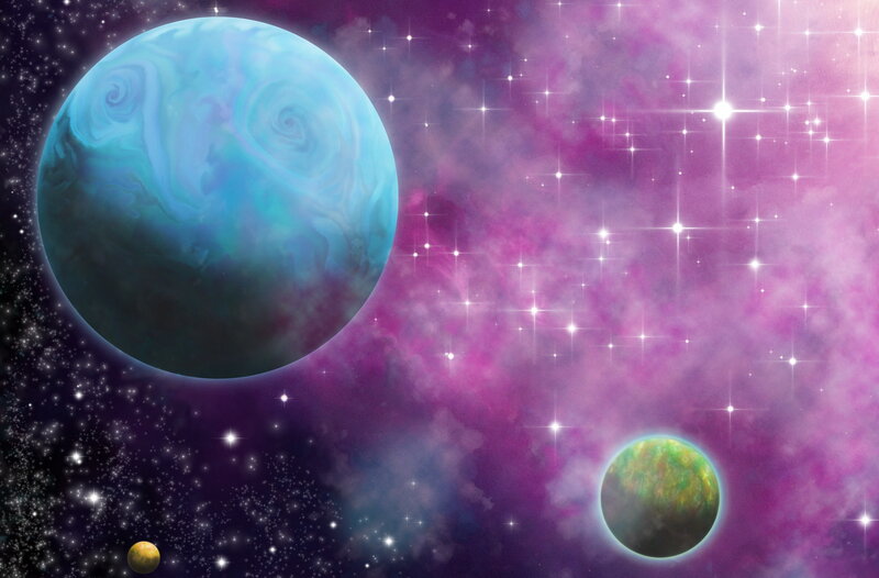 Planets in Space — Purple, Cosmic, Night
