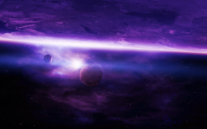 Planets in Space — Purple, Dramatic, Digital Art, Planet