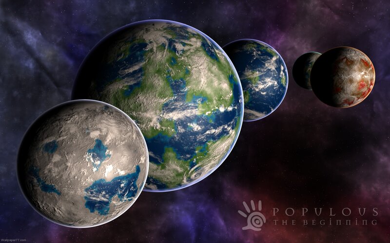 Planets in Space — Purple, Dramatic, Digital Art, Stars, Nebula, Planet, Blue, Green