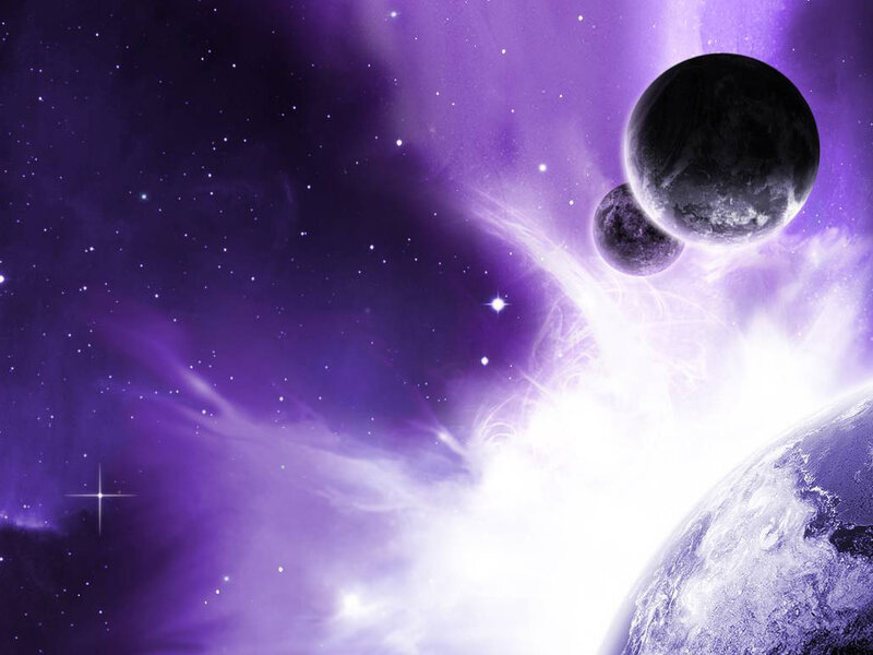 Planets in Space — Purple, Dramatic, Night, Digital Art, Stars, Nebula, Planet