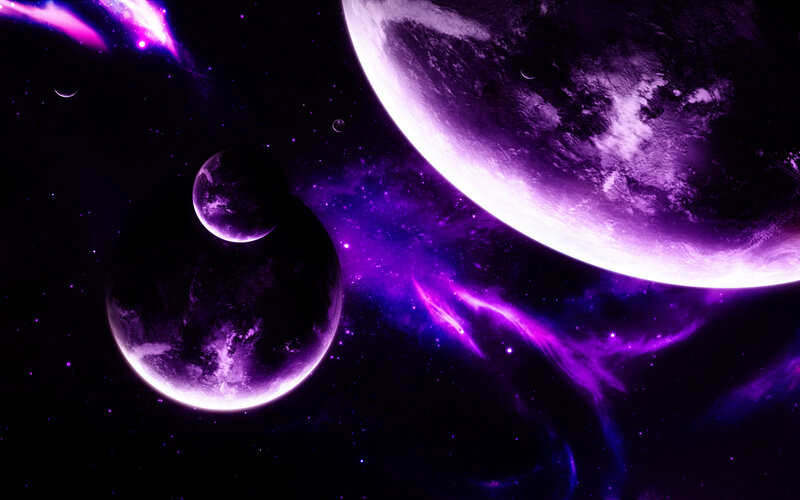 Planets in Space — Purple, Dramatic