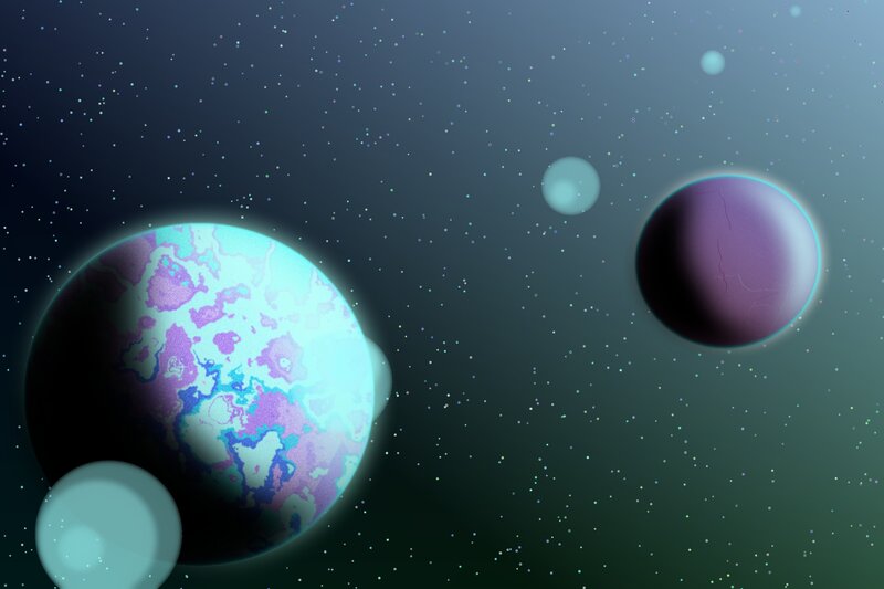 Planets in Space — Purple, Serene