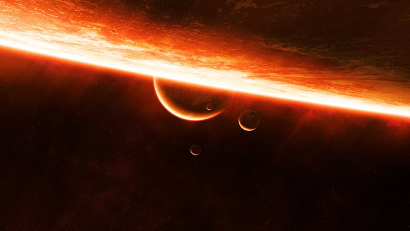 Planets in Space — Red, Dramatic, Digital Art, Planet