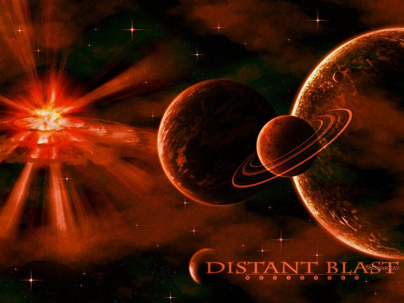 Planets in Space — Red, Dramatic, Digital Art