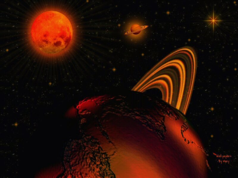 Planets in Space — Red, Dramatic, Night