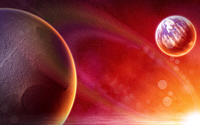 Planets in Space — Red, Dramatic