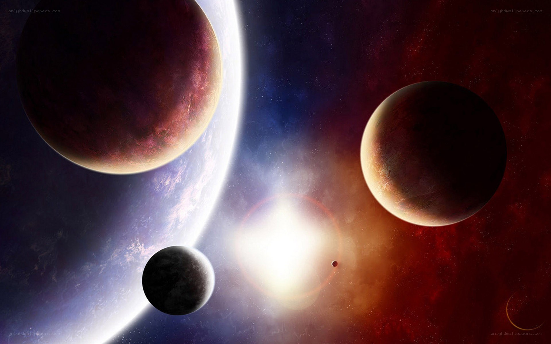 planets in space scene