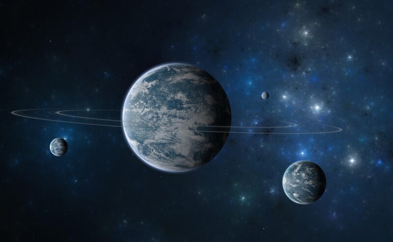 planets in space with rings