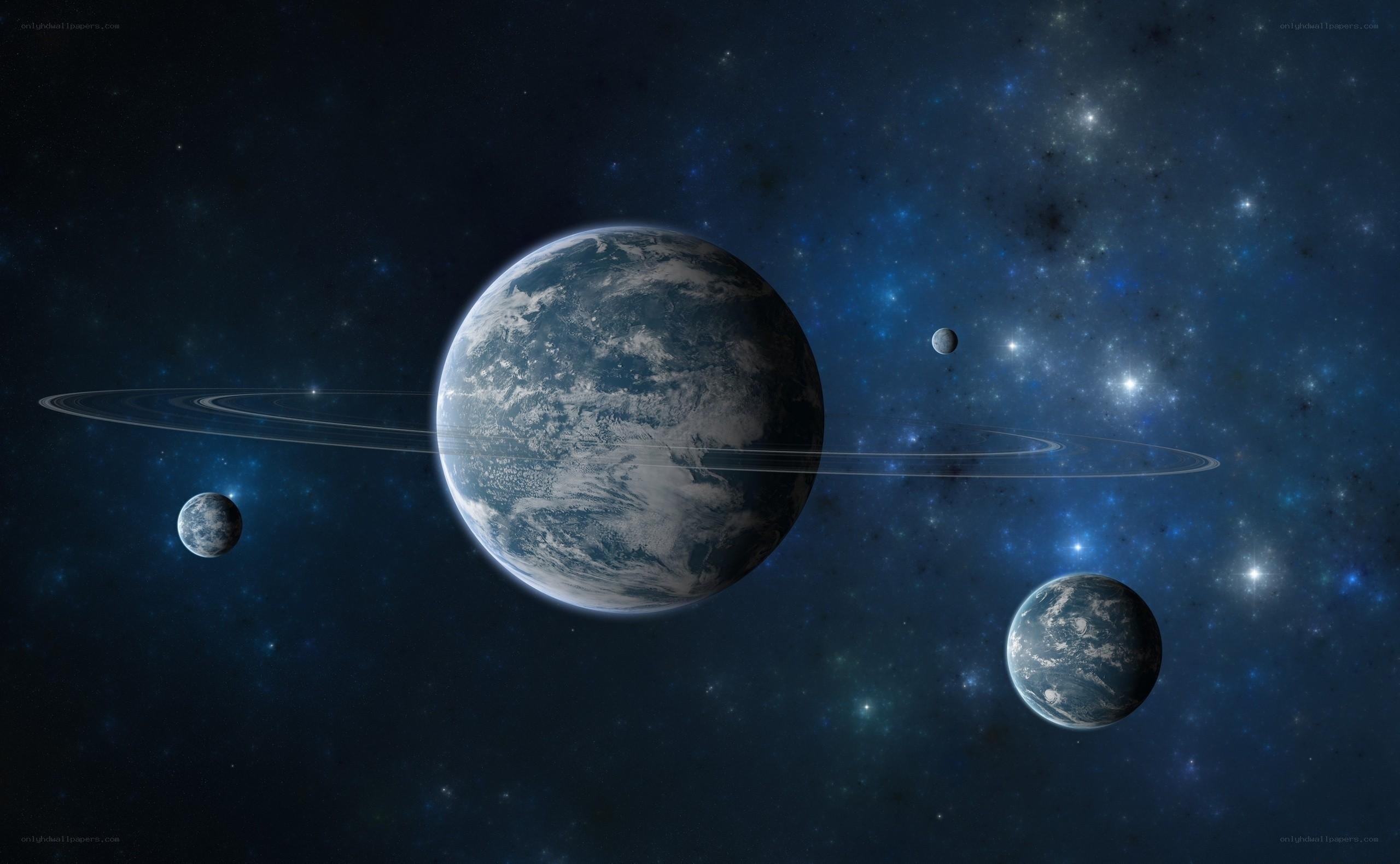 planets in space with rings