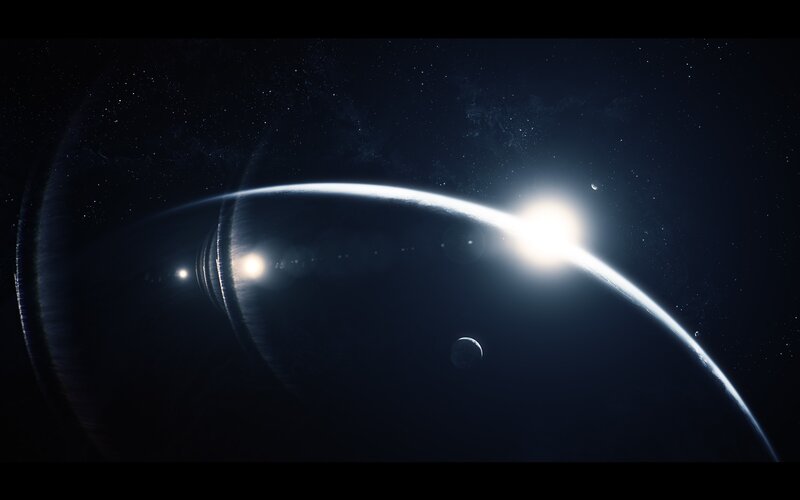 planets in space with star