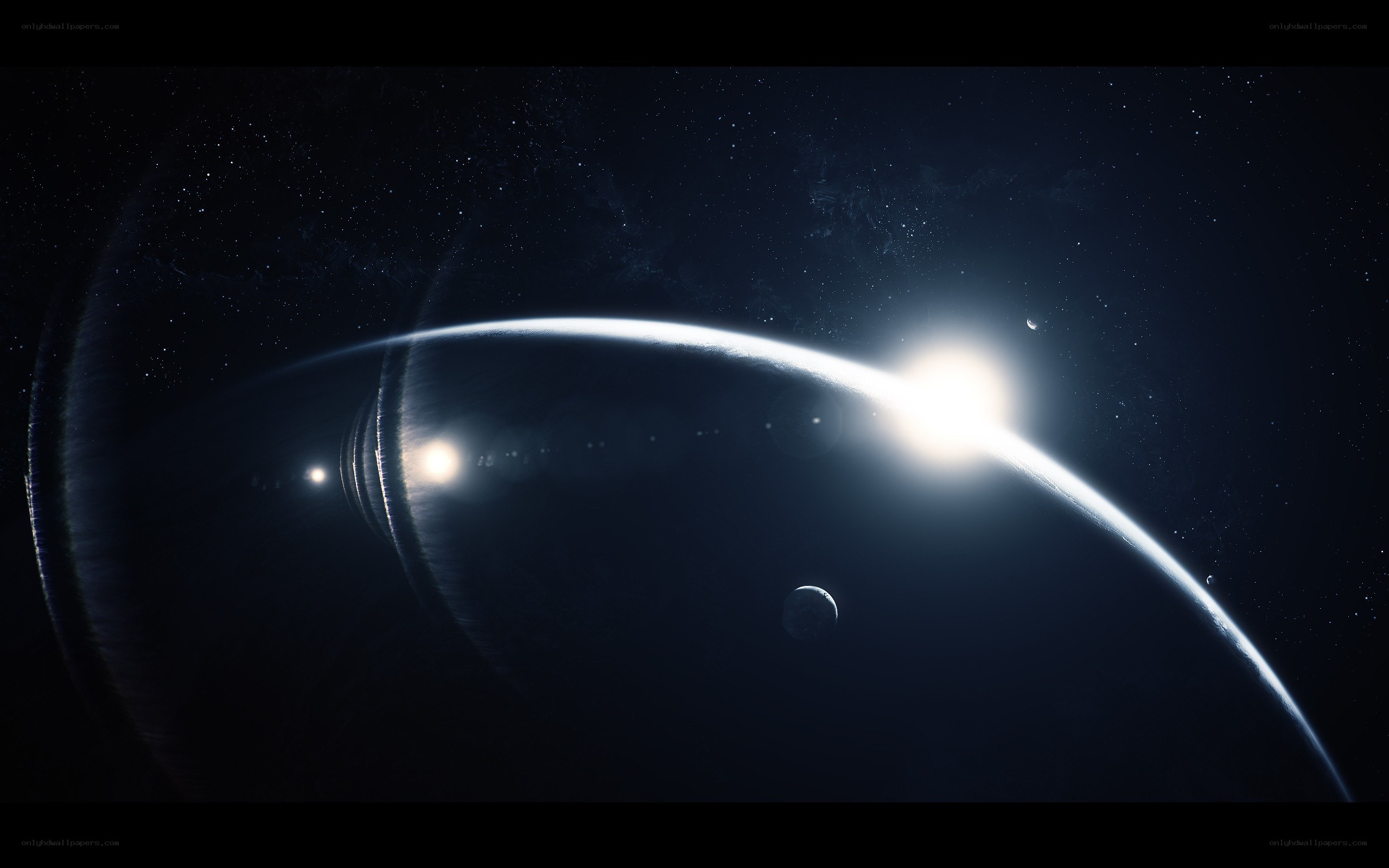 planets in space with star