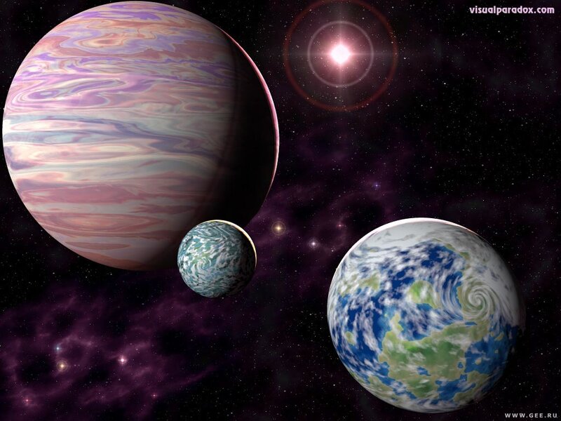 Planets in space with star