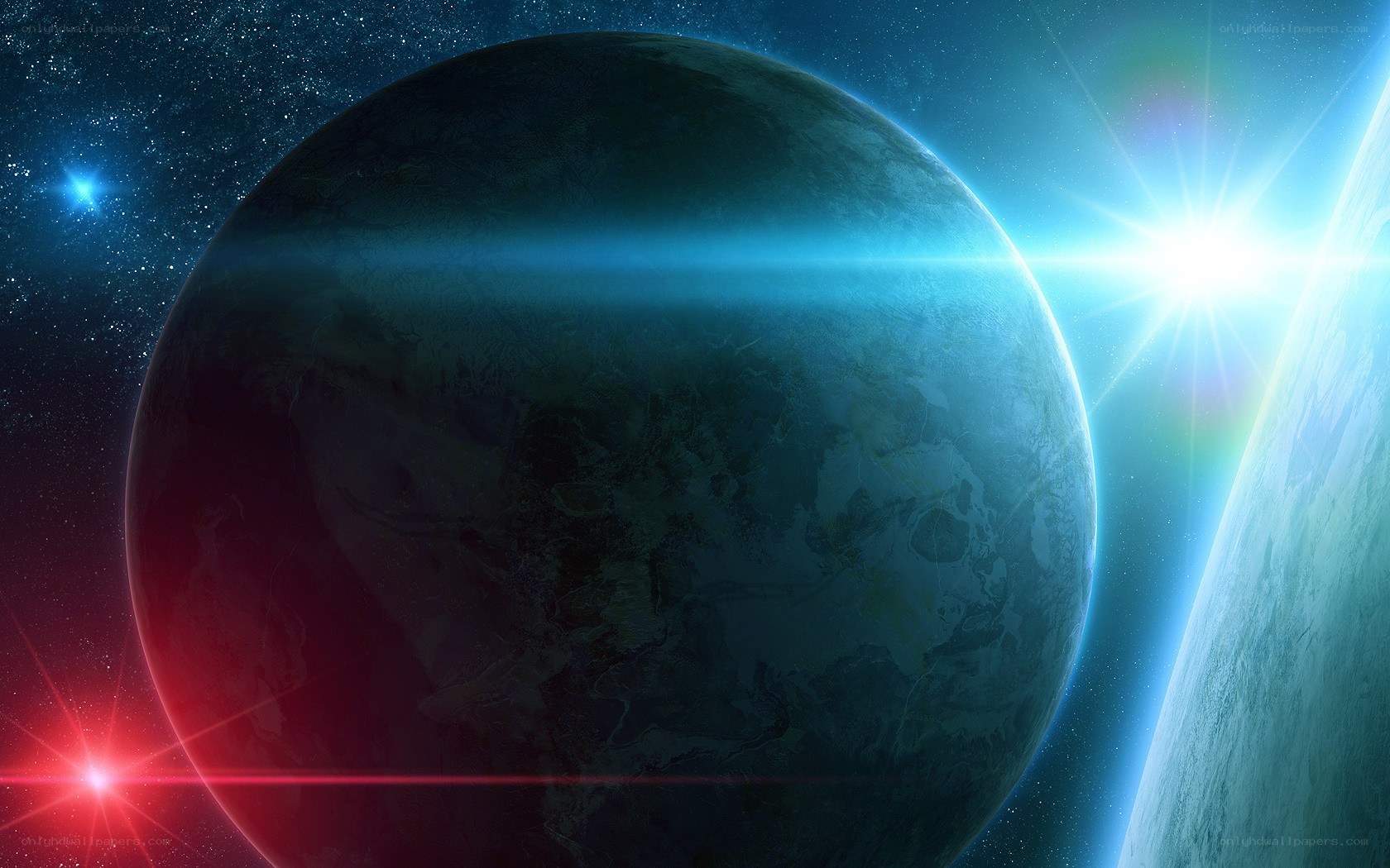 planets in space with stars