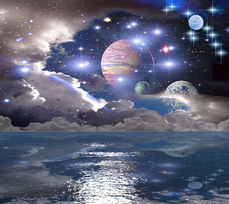 Planets in Starry Sky — Blue
