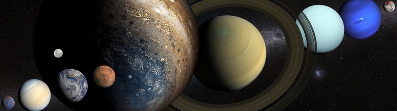 Planets of the Solar System — Black, Cosmic, 3d Render