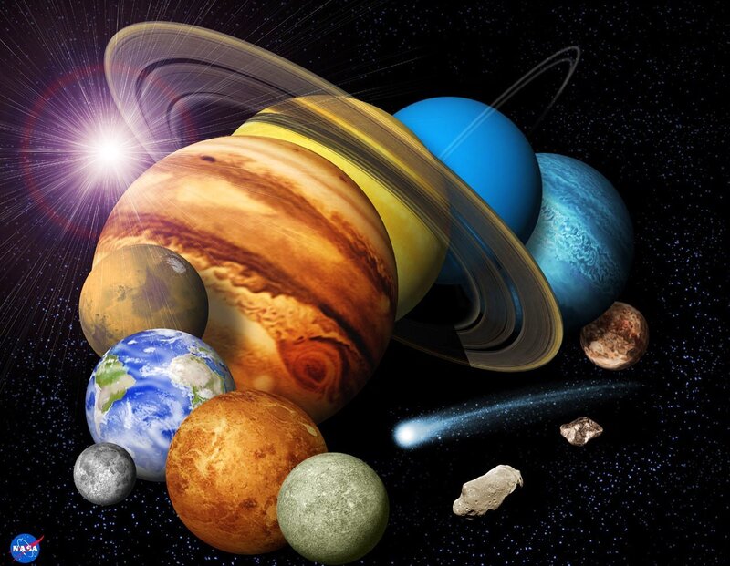 Planets of the Solar System — Black, Dramatic, Digital Art, Sun