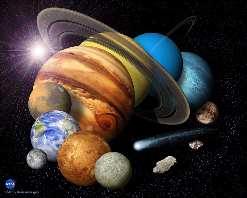 Planets of the Solar System — Black, Dramatic, Digital Art