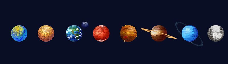 Planets of the Solar System — Blue, Serene, Digital Art