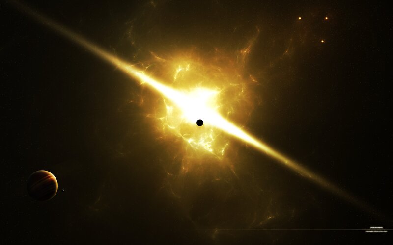 Planets Orbiting Star — Black, Dramatic, Night