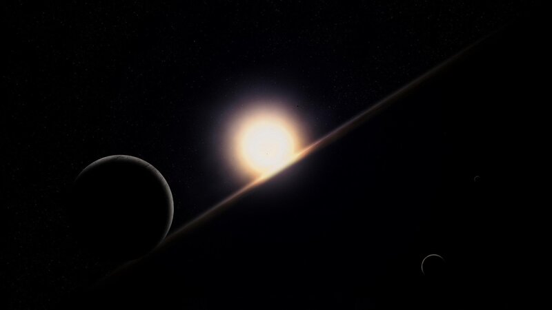 Planets Orbiting Star — Black, Dramatic