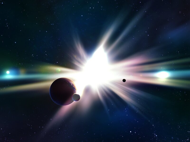 Planets Orbiting Star — Black