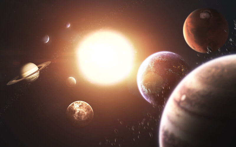 Planets Orbiting Star — Orange