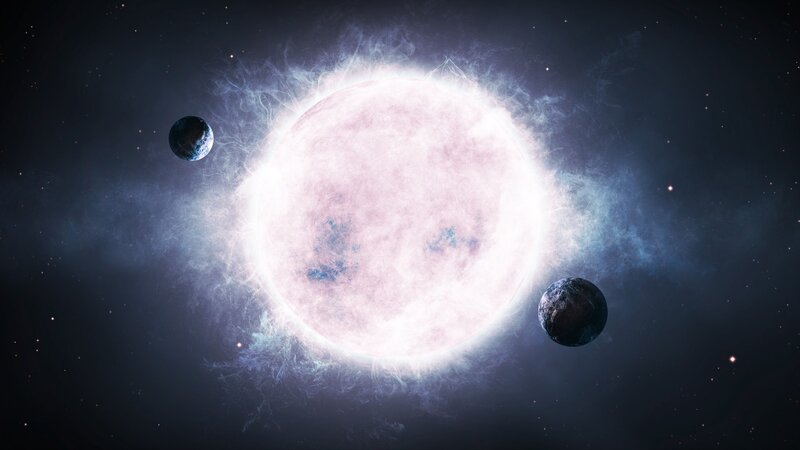 Planets Orbiting Star — White