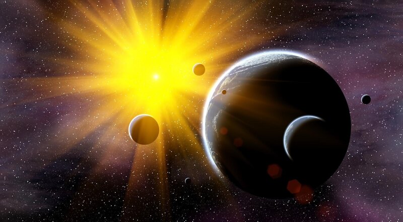 Planets Orbiting Star — Yellow