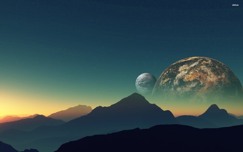 Planets over Mountain Range