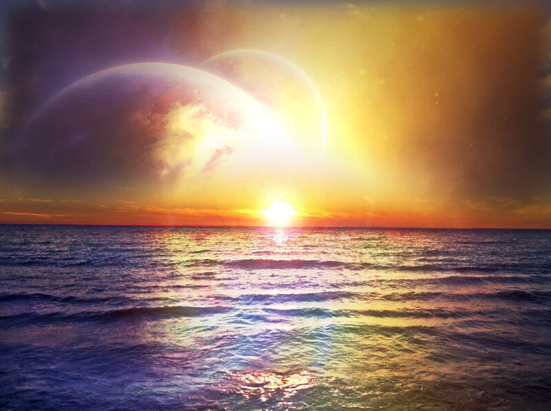 Planets over Ocean — Yellow
