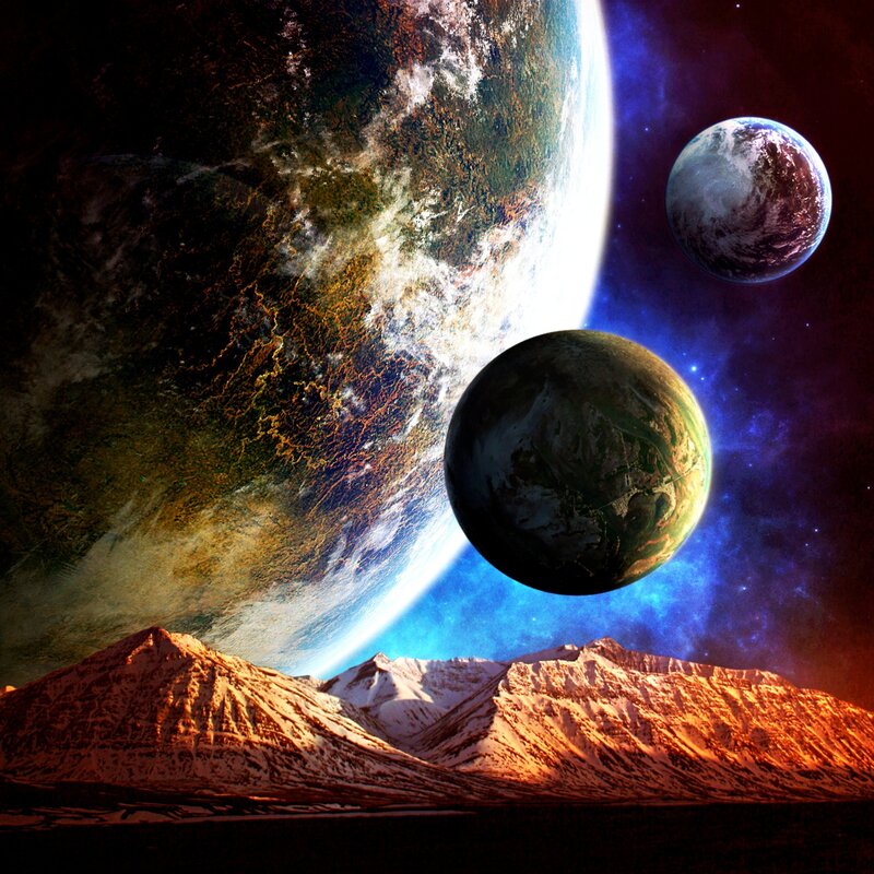 Planets over Snowy Mountains