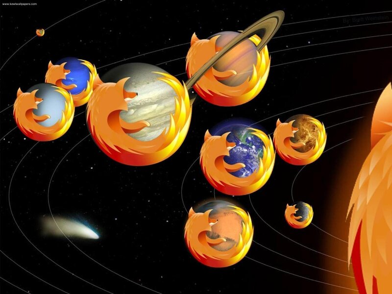 Planets with Firefox Logos