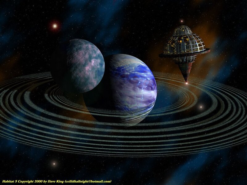 Planets with Rings and Spaceship