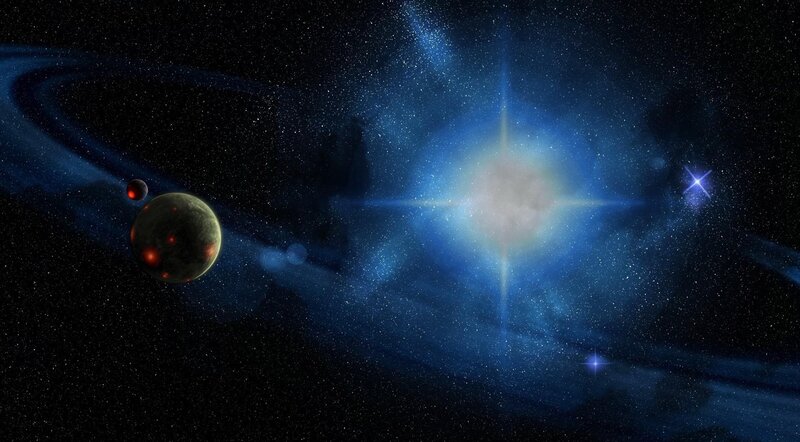 Planets with Rings — Blue, Cosmic