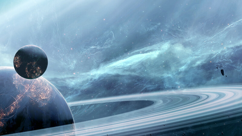 Planets with Rings — Blue, Serene