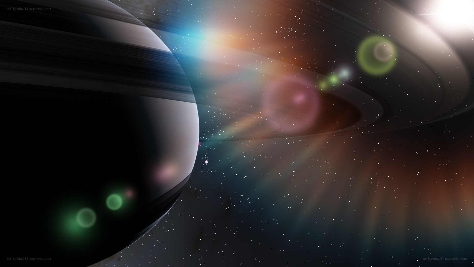Planets with rings in space