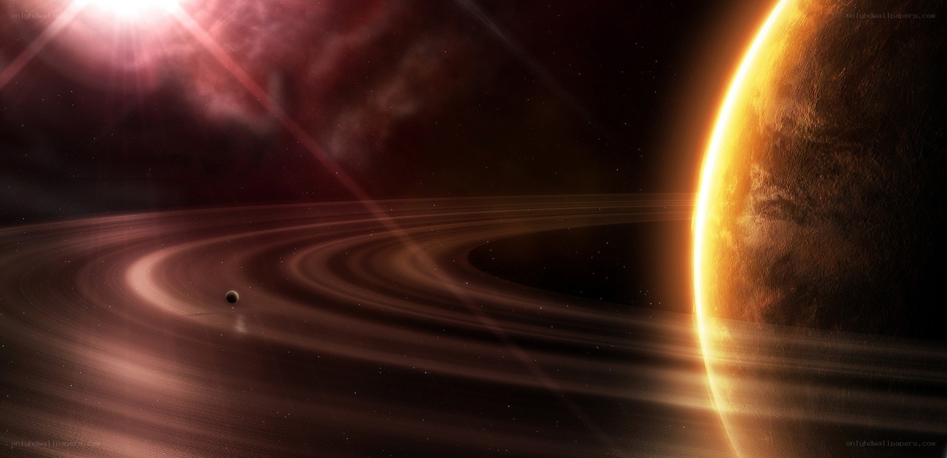Planets with rings in space