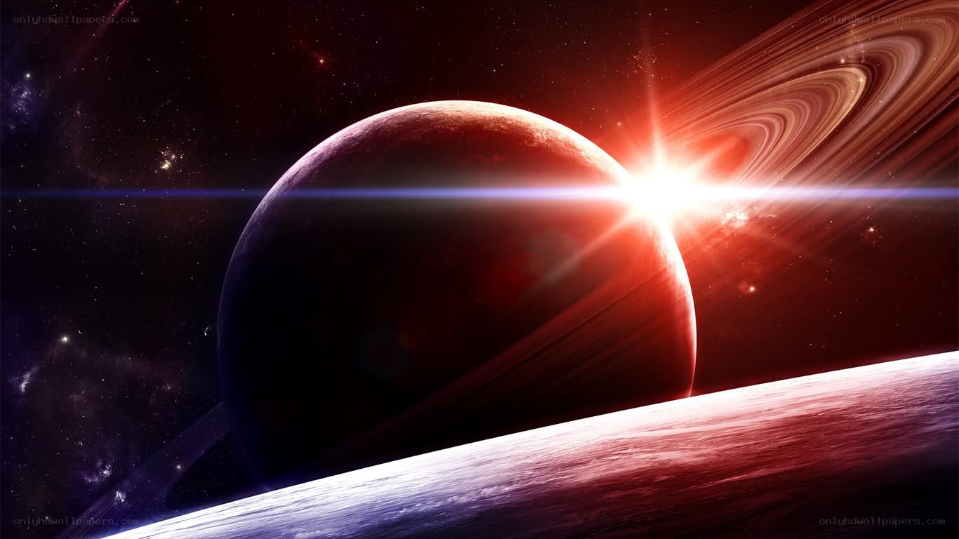 Planets with rings in space