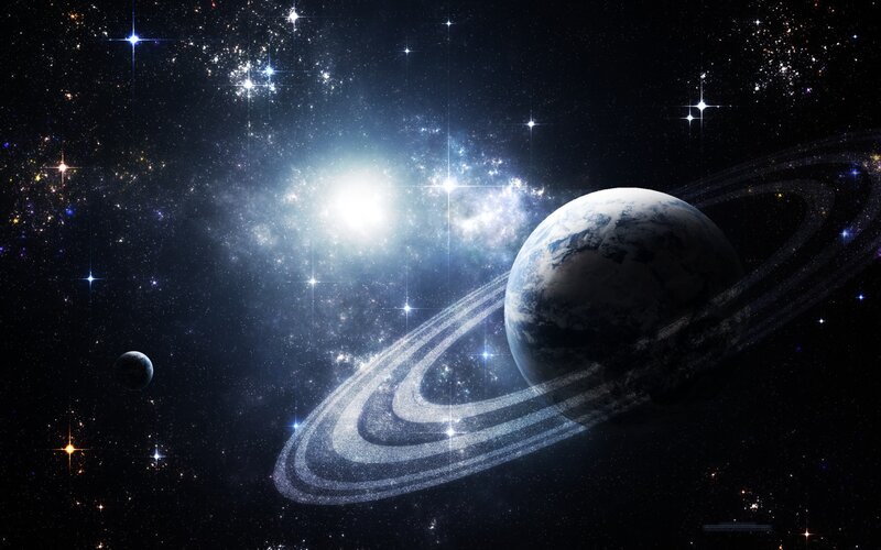 Planets with rings in space