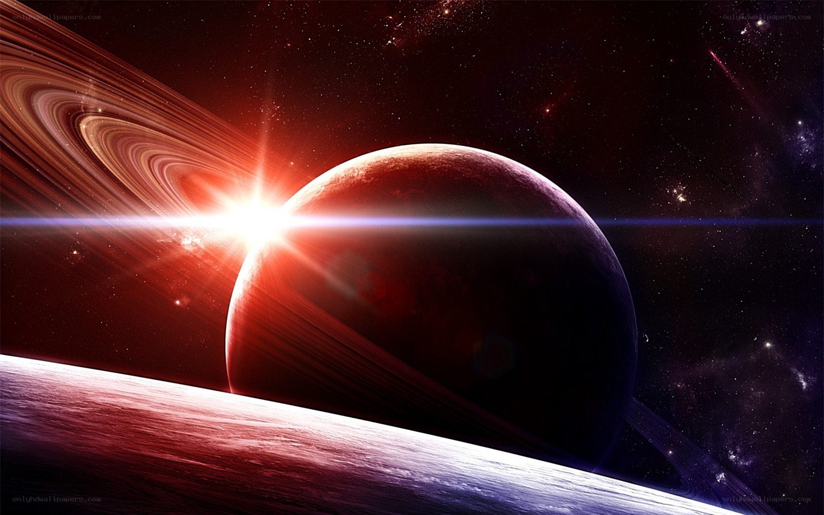 planets with rings in space