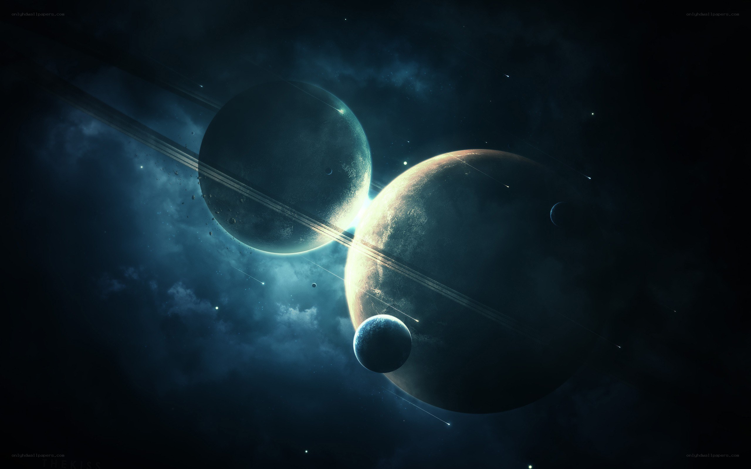 planets with rings in space