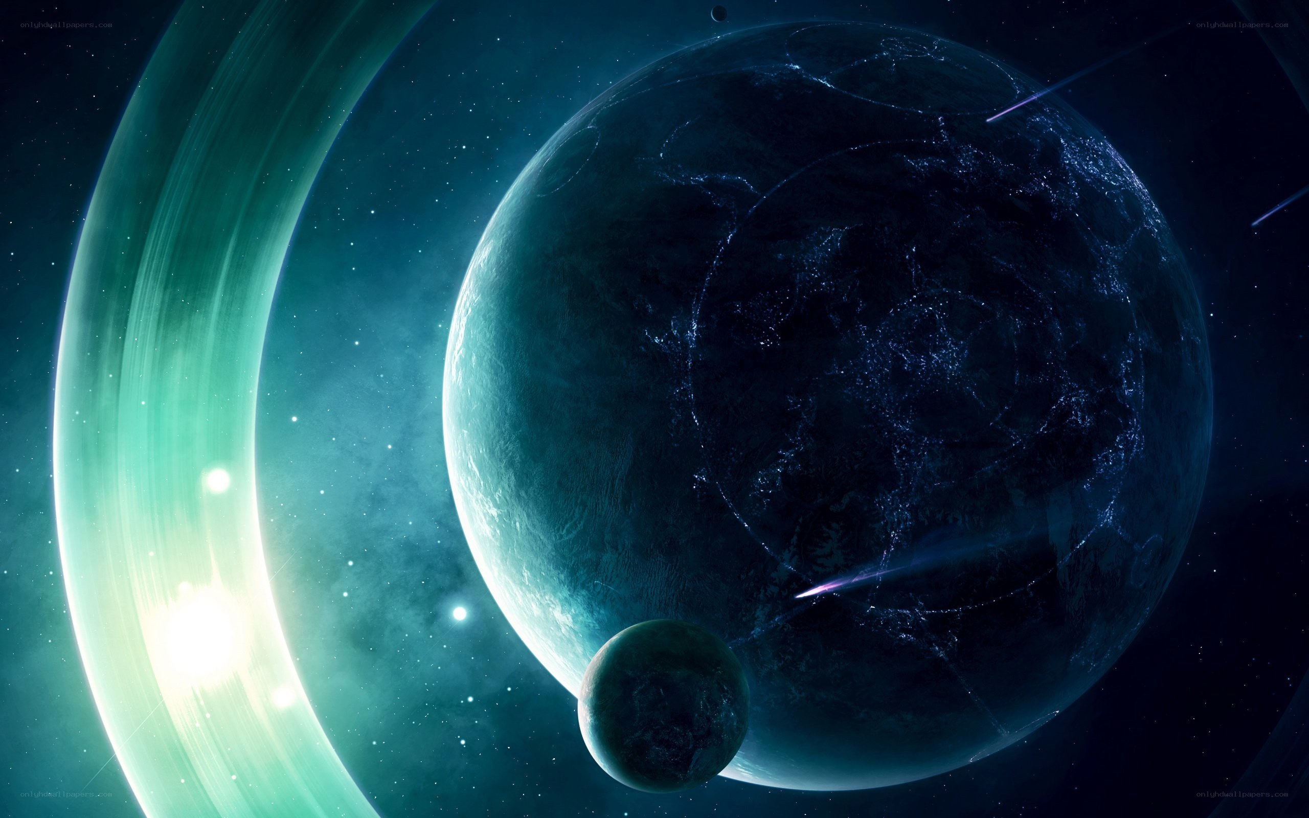 planets with rings in space