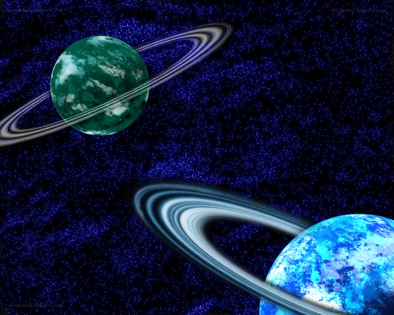 Planets with rings in space